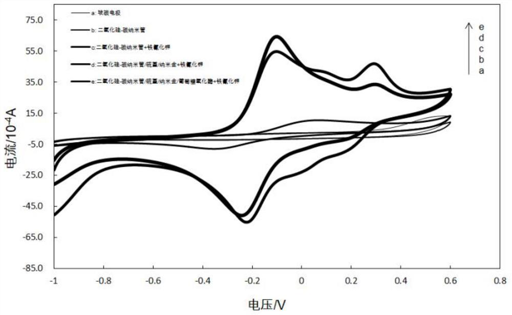 Preparation method and application of SiO2-MWCNTs enzymatic glucose electrochemical sensor