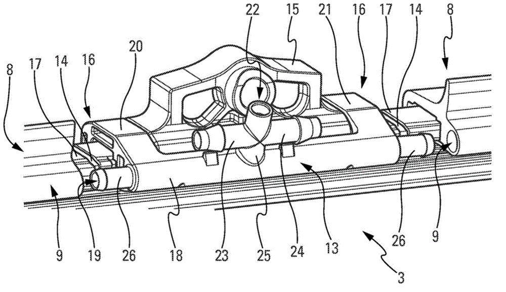 Wiper blade having hydraulic connector