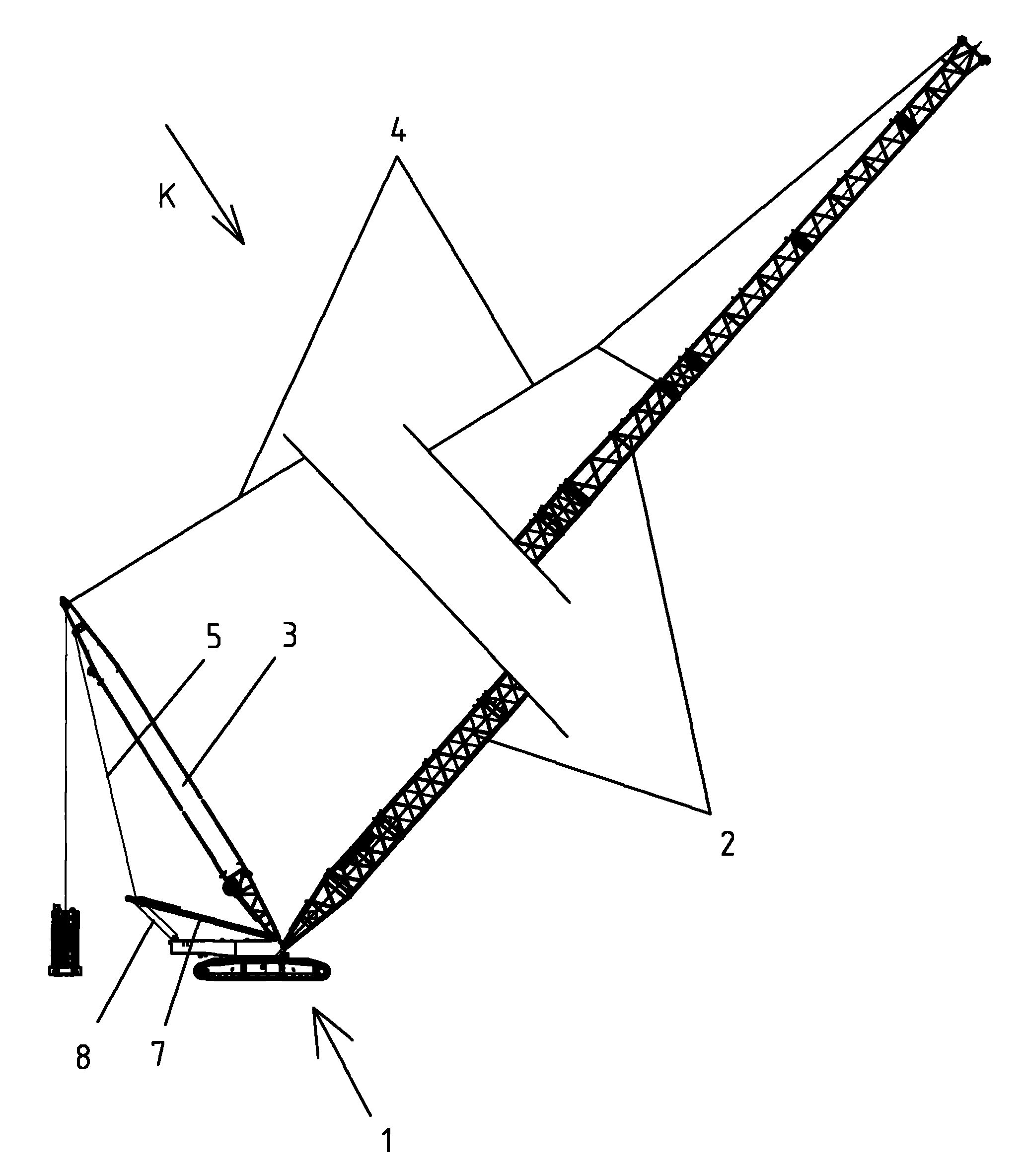 Crawler crane with lateral reinforcement structure