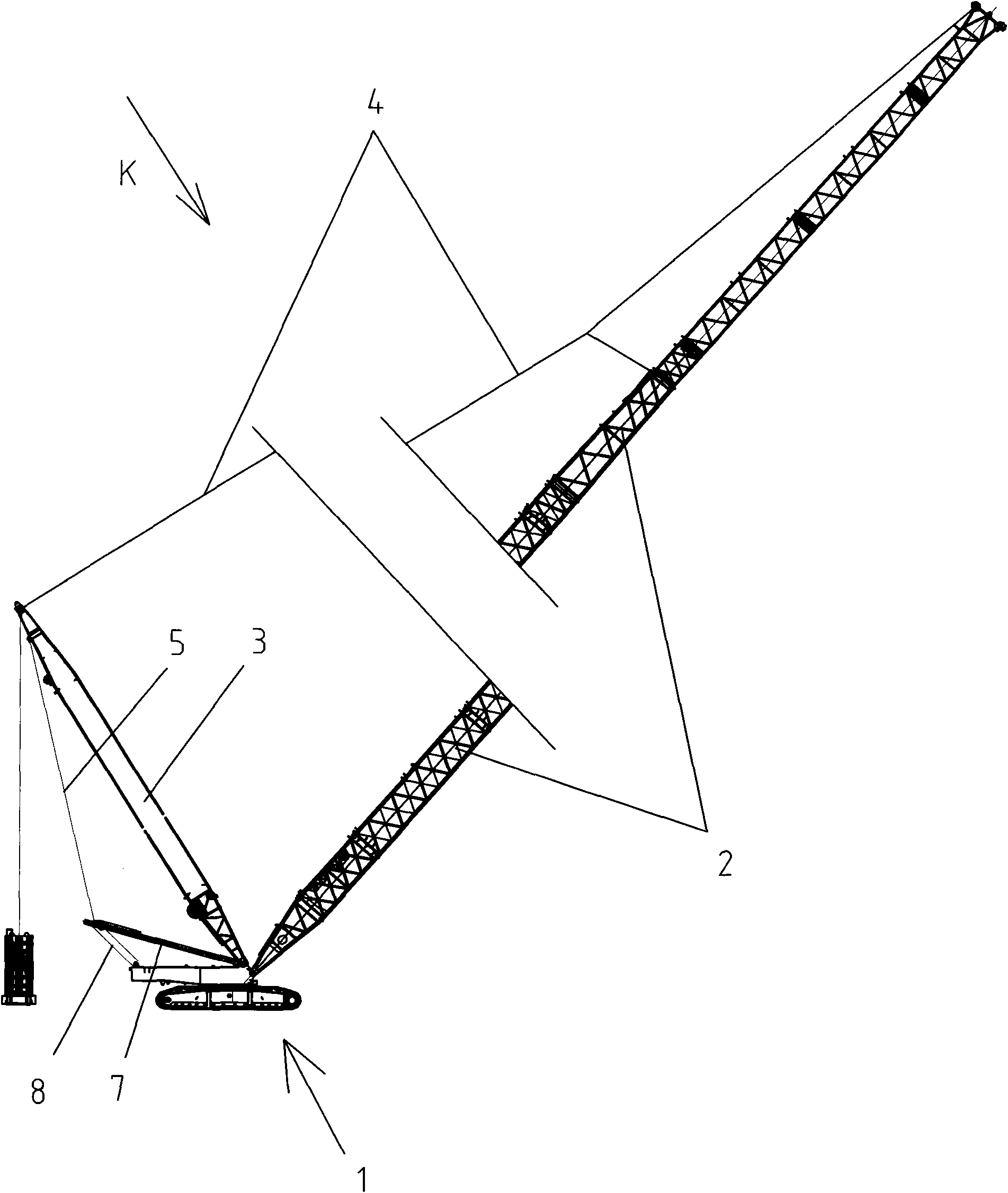 Crawler crane with lateral reinforcement structure