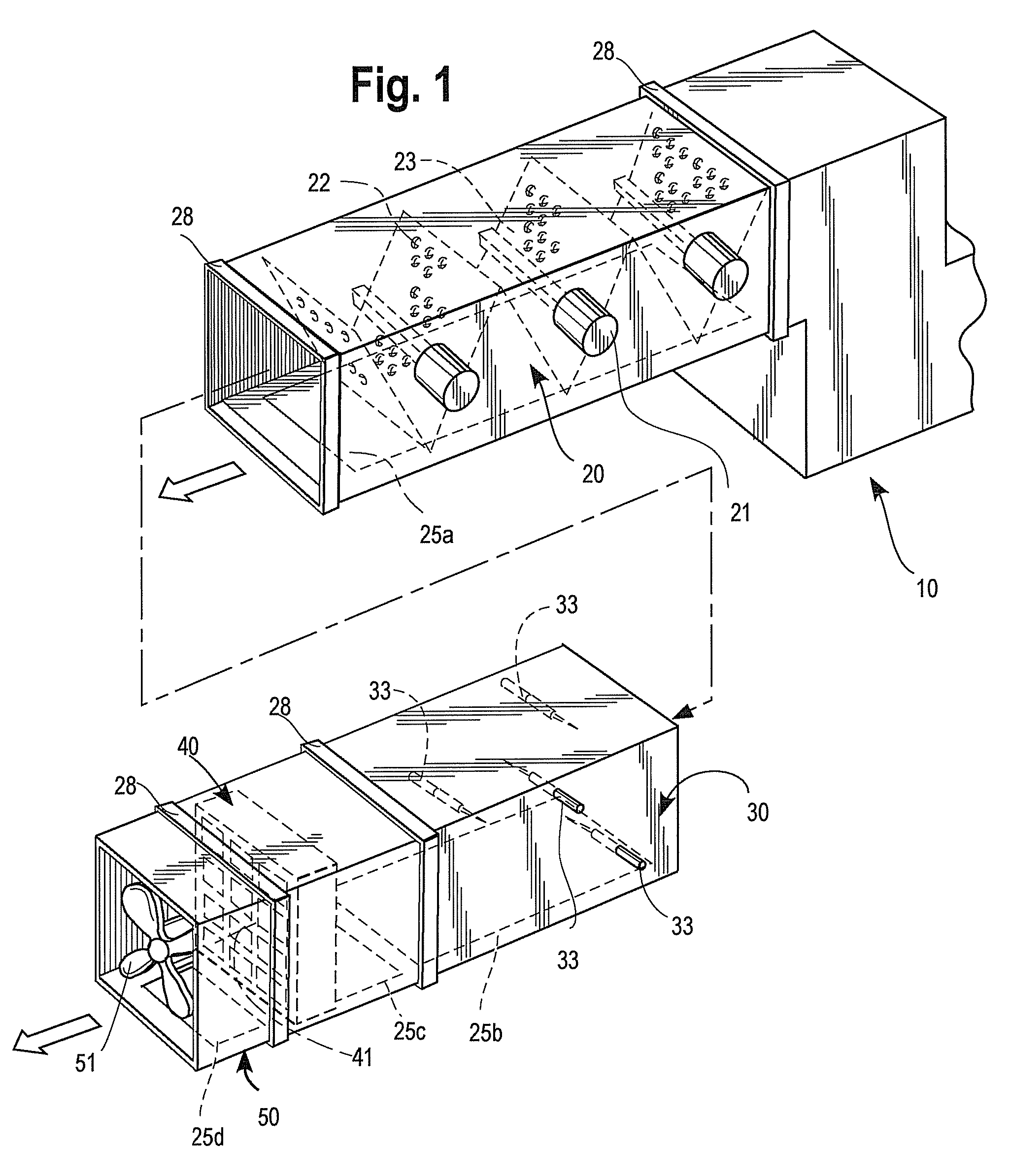 Modular ductwork decontamination assembly