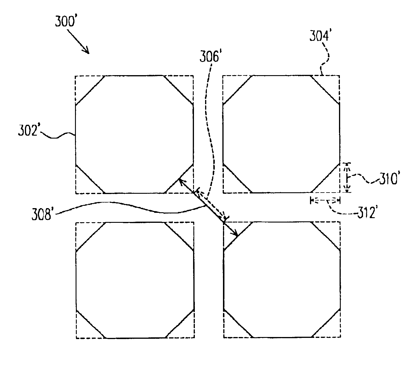 Hole forming by cross-shape image exposure