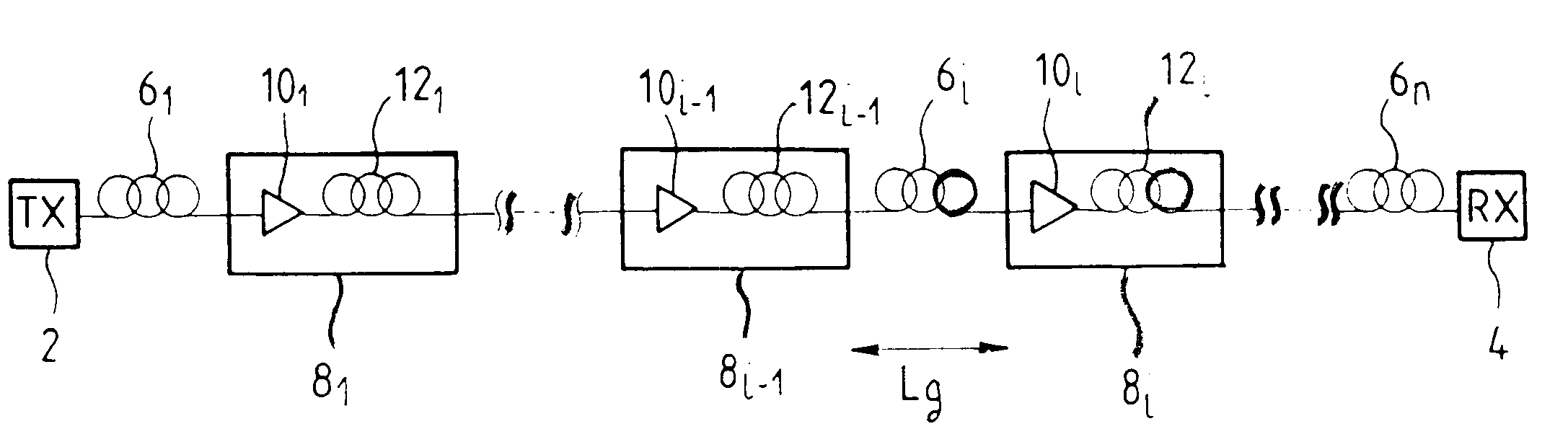 Chromatic dispersion compensation in an optical fiber transmission system, and a compensation fiber