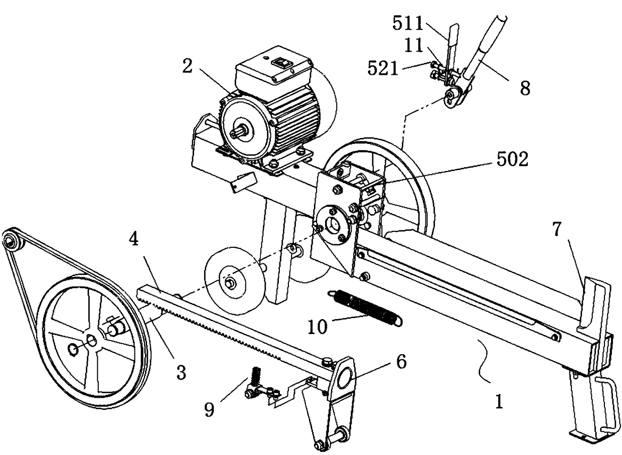 Flywheel wood splitting machine