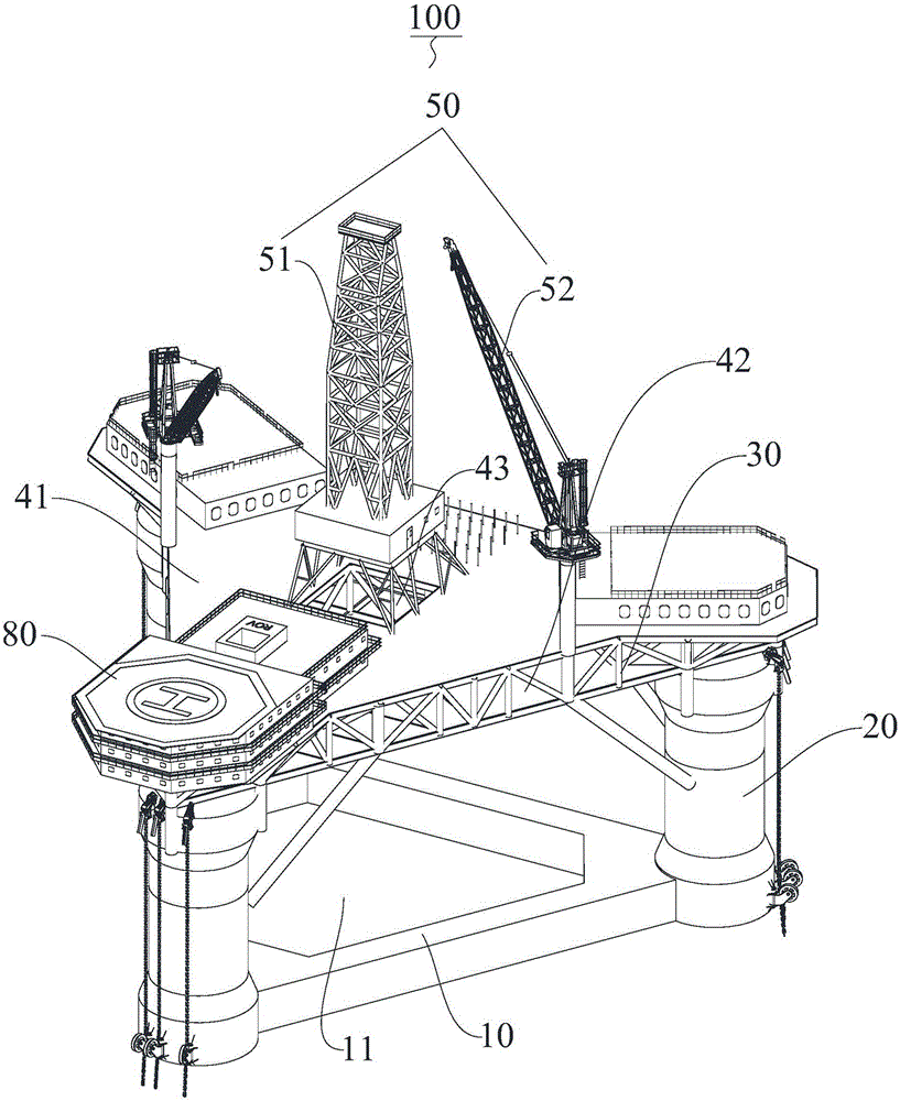 Three-stand-column floating platform