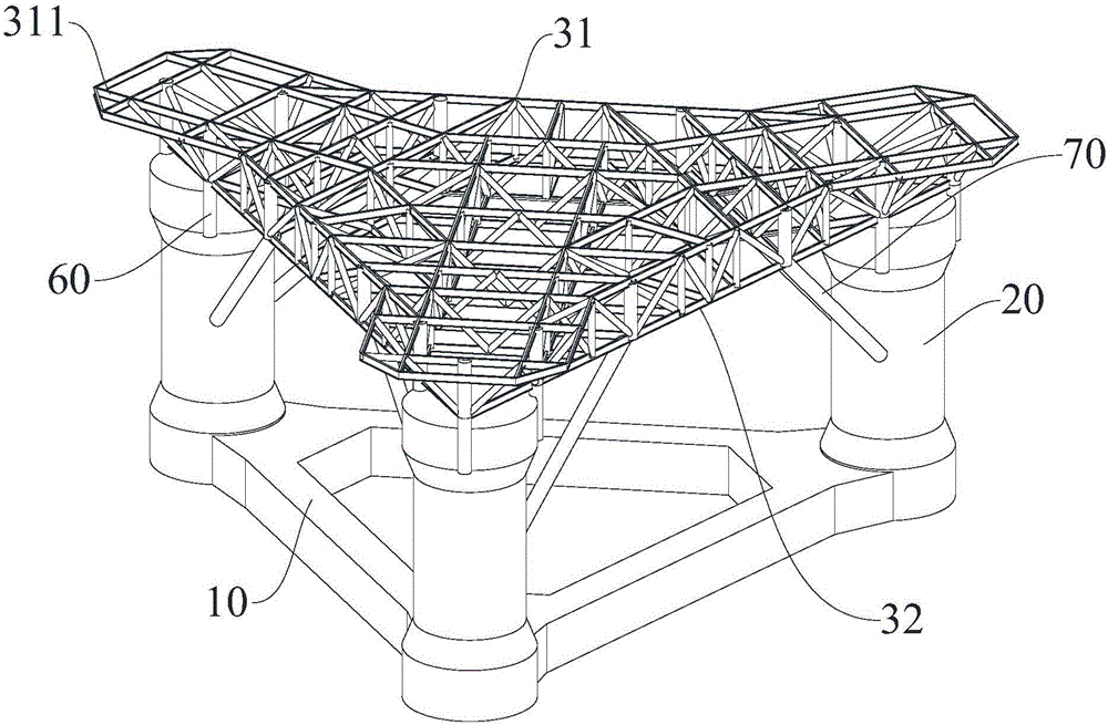 Three-stand-column floating platform