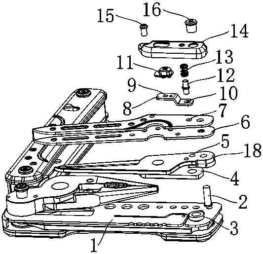 Shear handle locking structure of multifunctional tool clamp