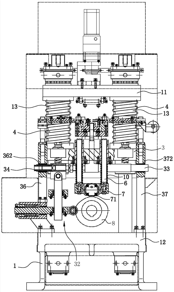 Upper die fixed type fin forming machine