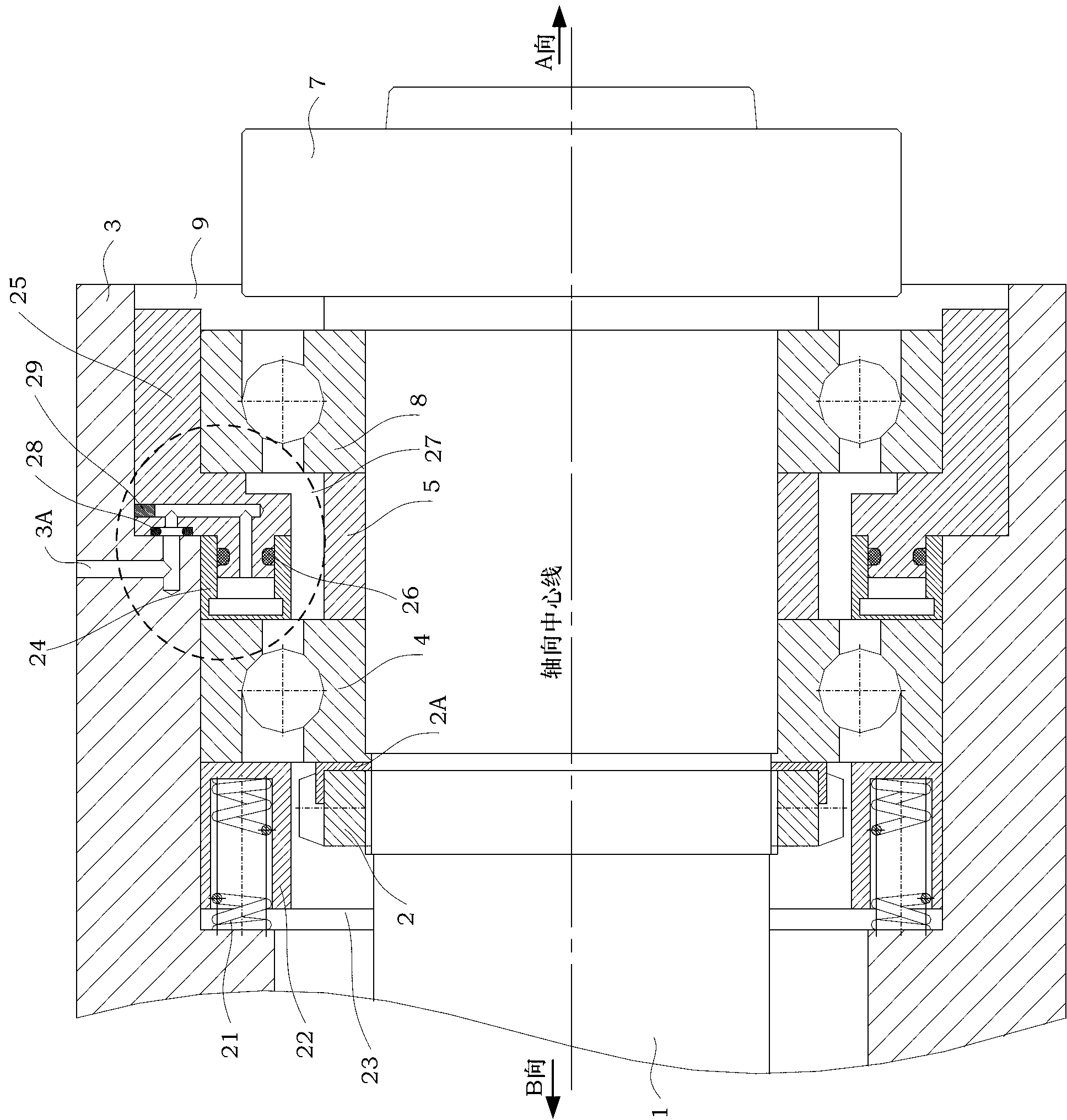 Device capable of improving axial rigidity of main shaft of precision machine tool with adjustable bearing pre-tightening force