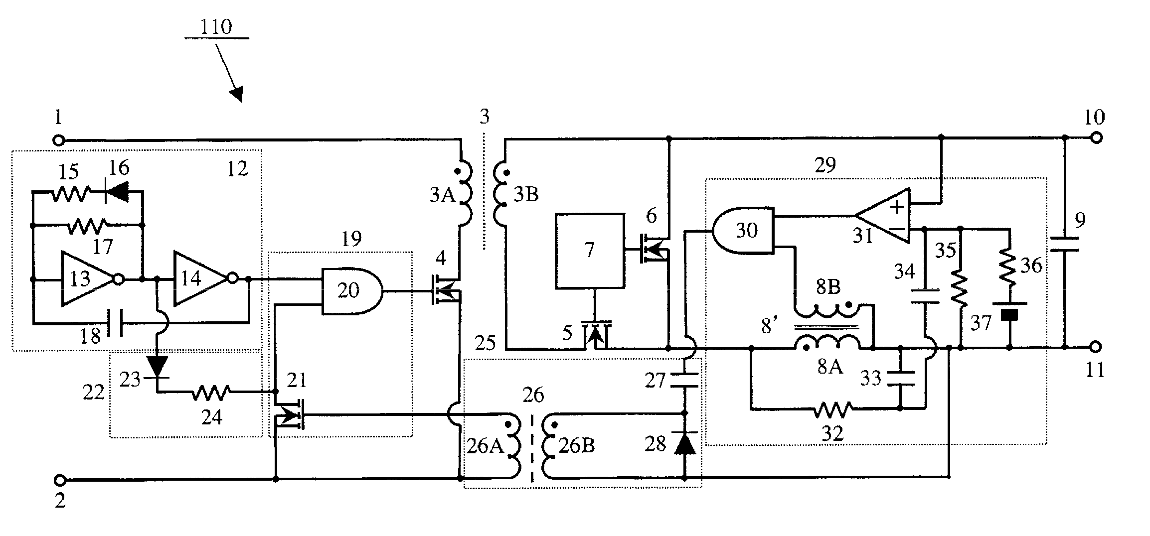 Insulated switching power source device