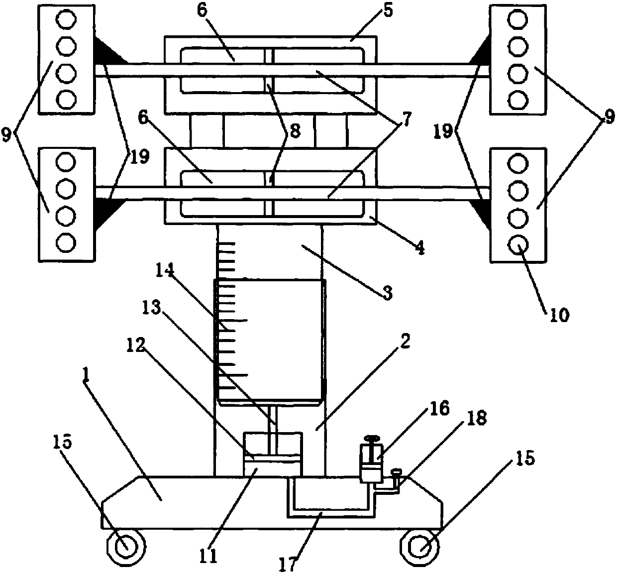 Movable advertisement banner supporting rack device