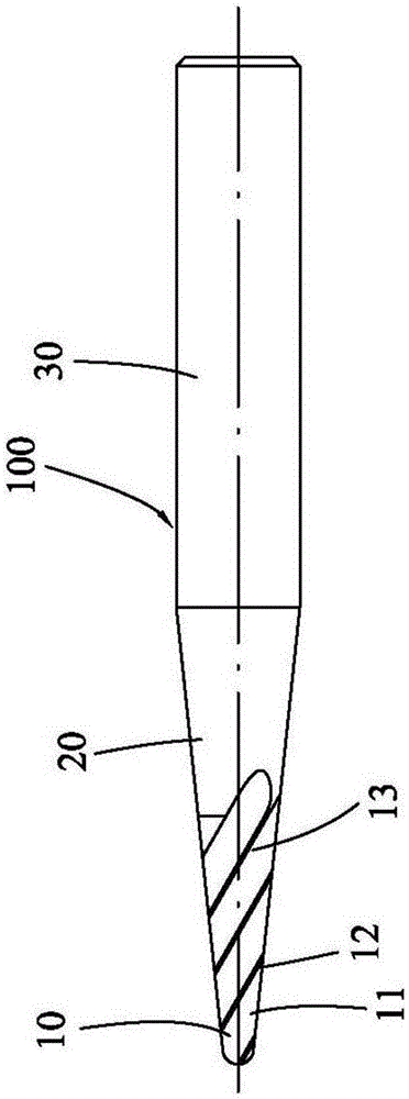 Taper and ball-end milling cutter