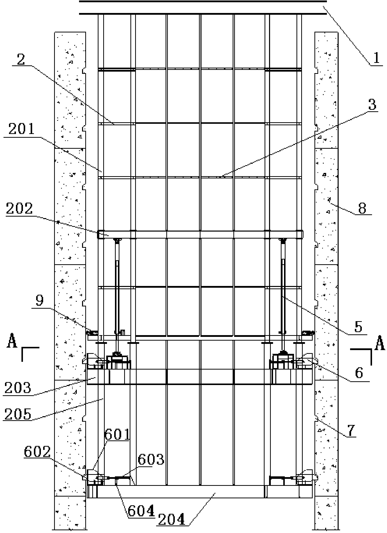 Drum frame supporting power built-in integrated jacking steel platform formwork system and construction method