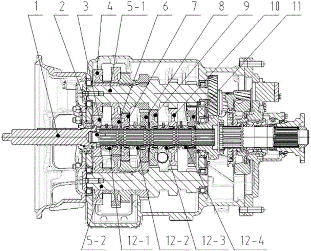 Heavy type 12-gear high torque transmission assembly