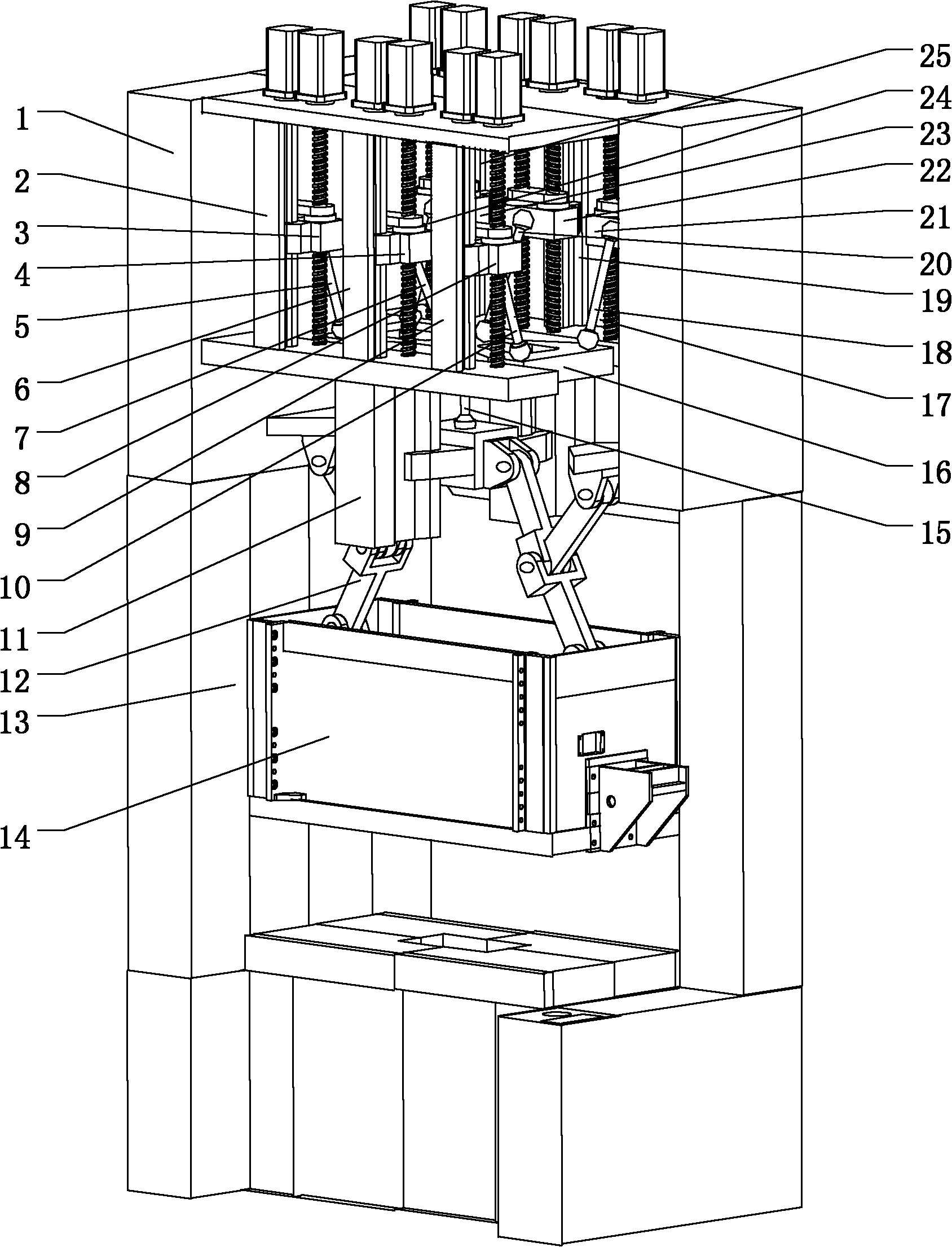 Twelve-motor parallel drive multi-link mechanical servo press