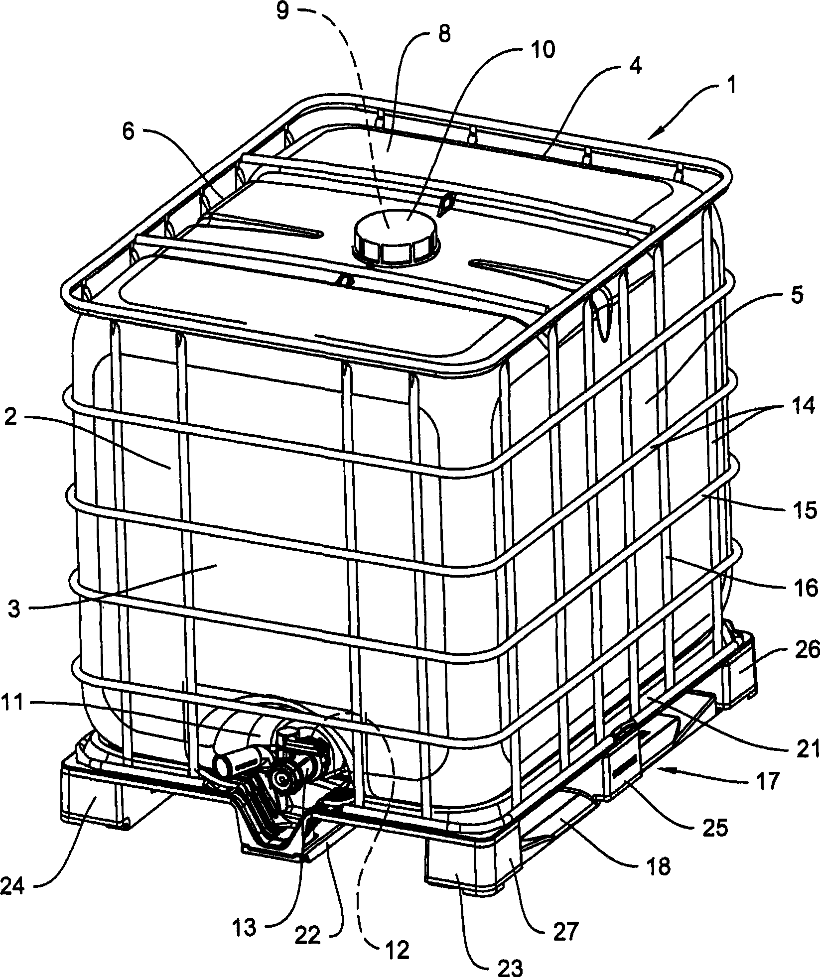 Transport and storage container for liquids