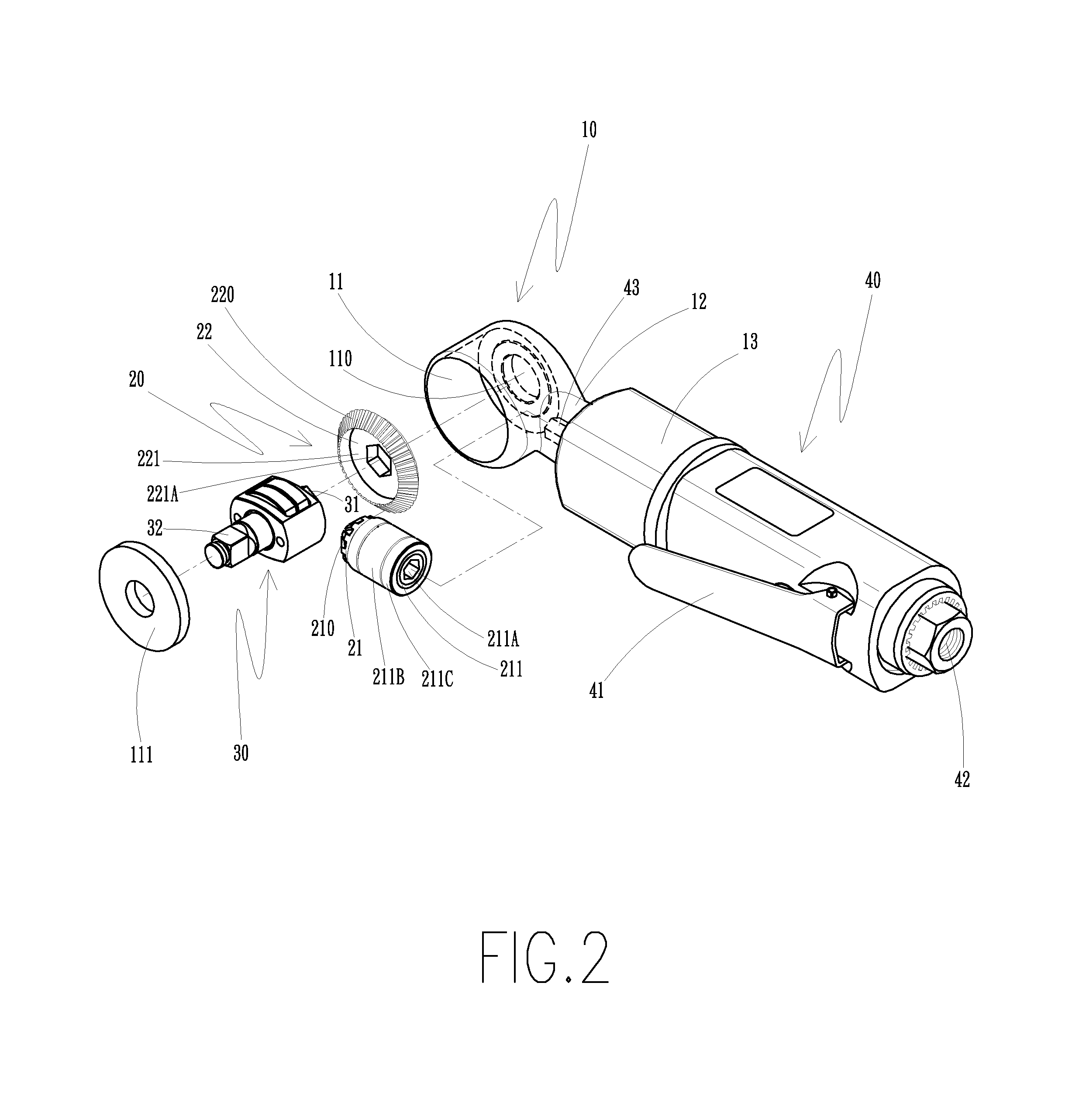 Pneumatic spanner structure