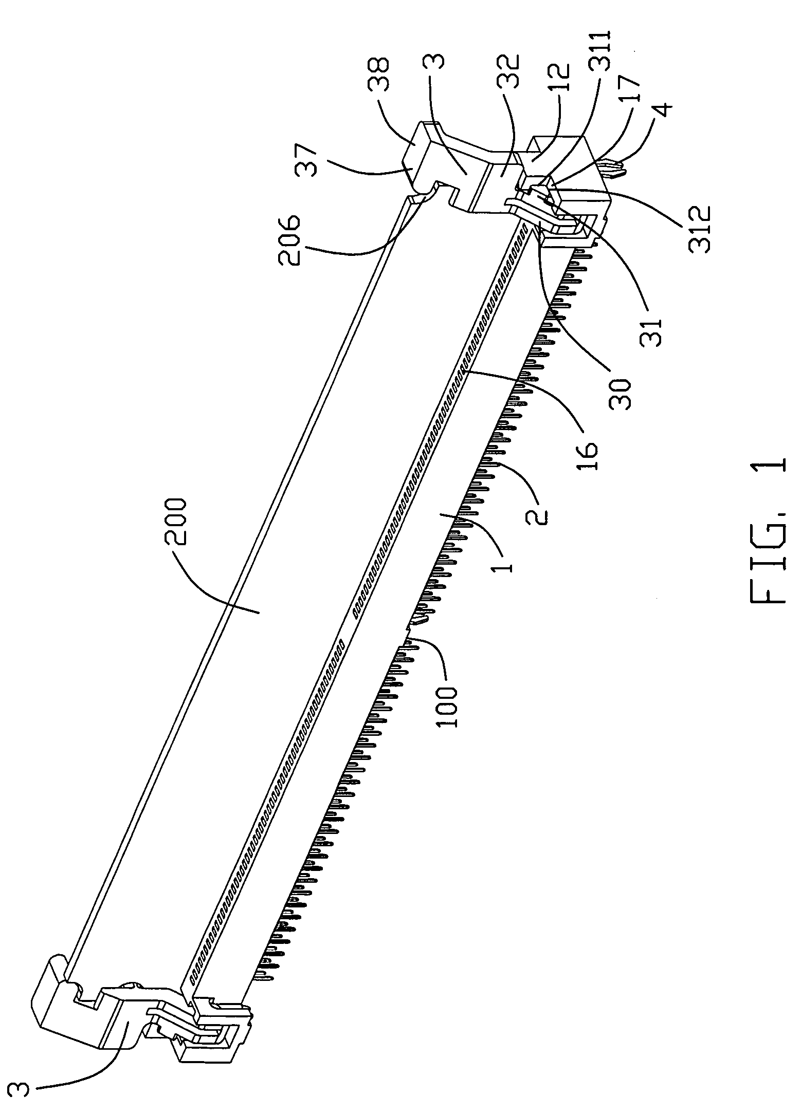 Card edge connector with an improved latch