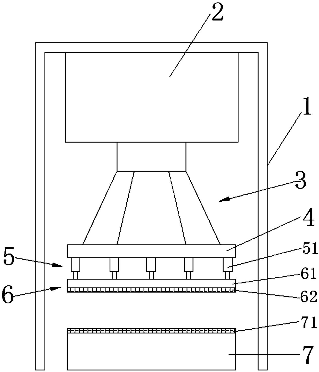 A hot press machine and hot press method for producing bamboo-wood composite container floor