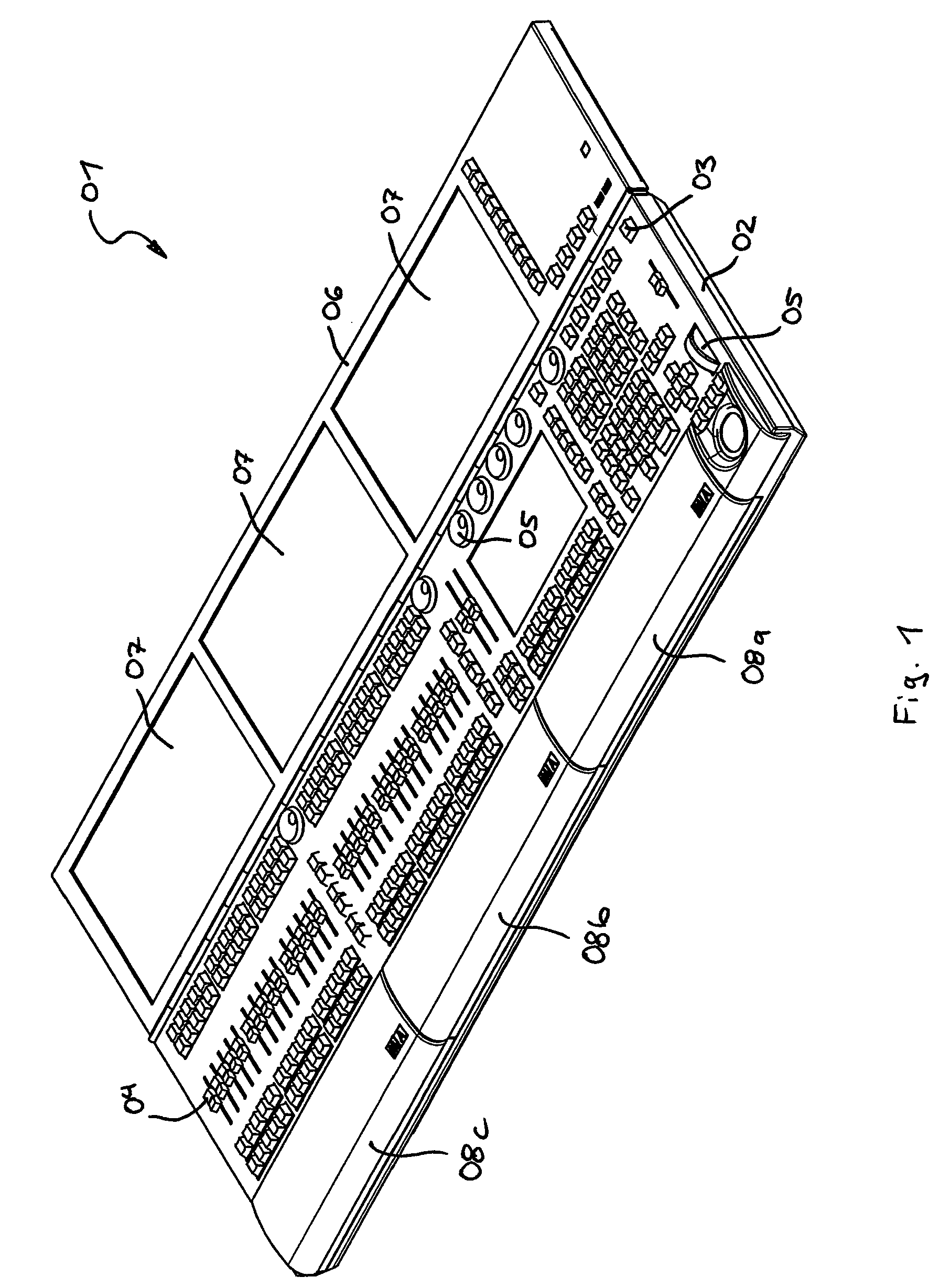 Lighting control console for controlling a lighting system