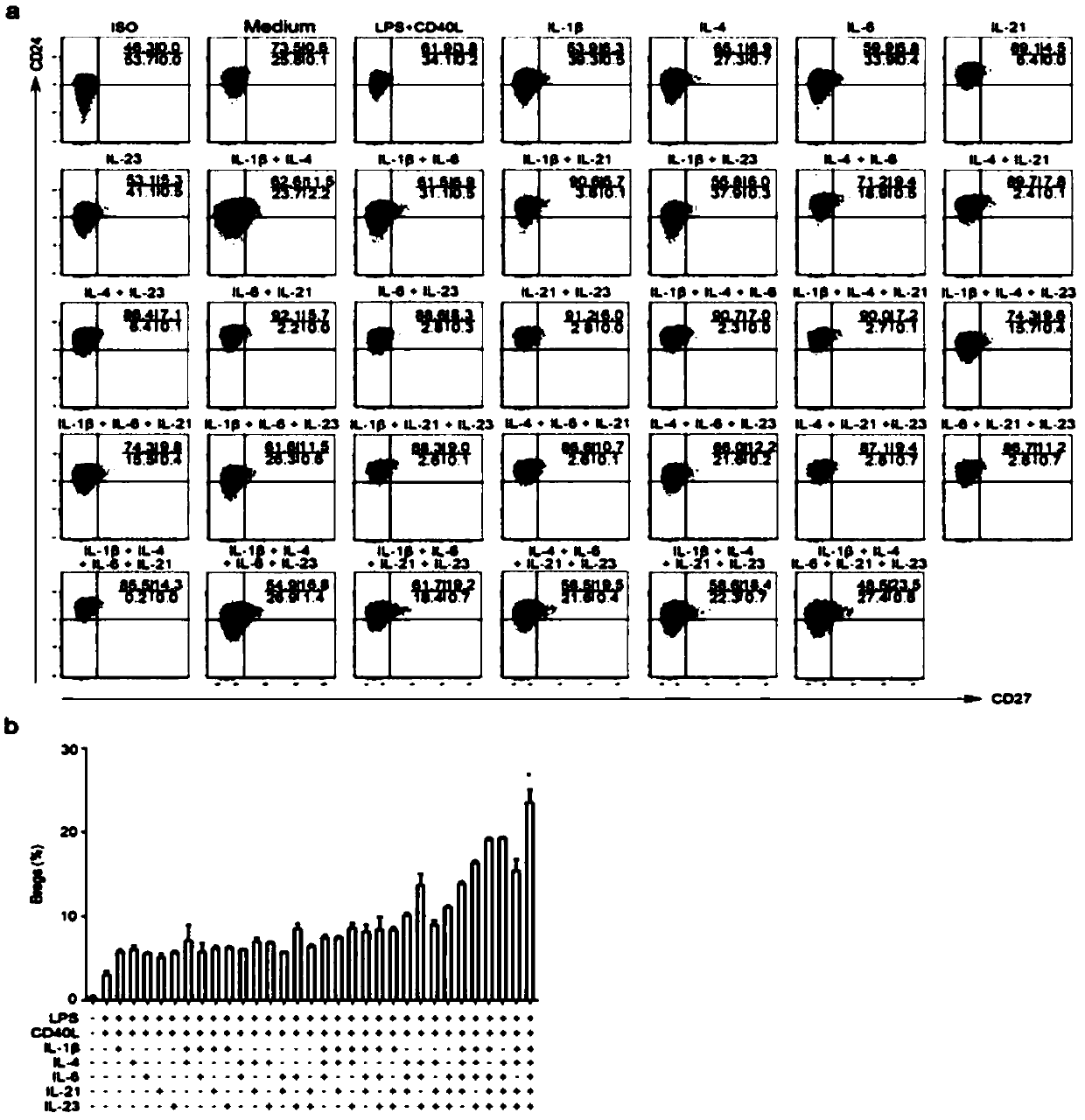 A method for inducing naïve B cells to differentiate into regulatory B cells in vitro and culture conditions thereof