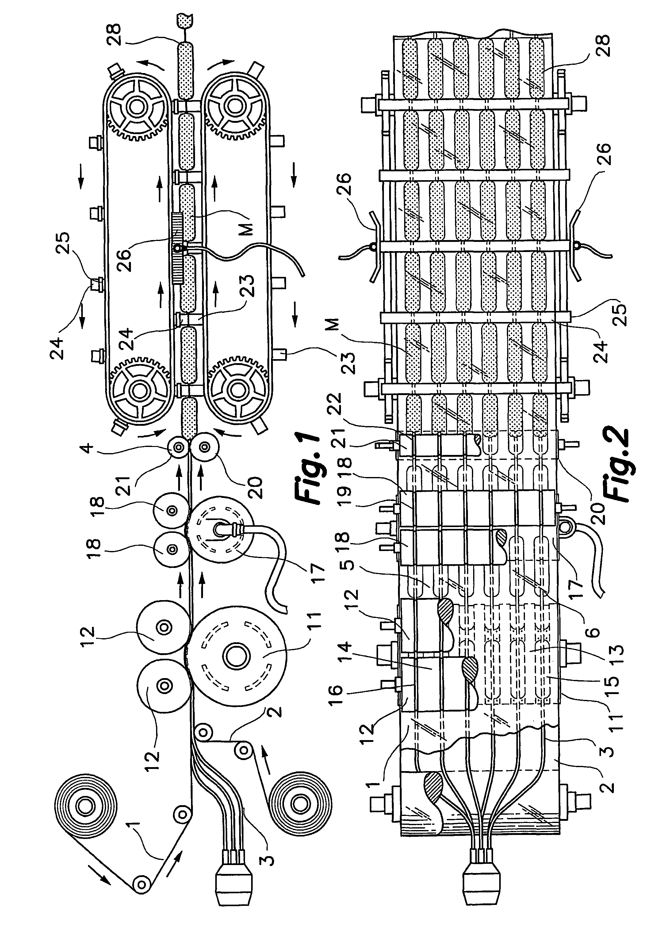 Process and machine for packing pasty, liquid or semiliquid products