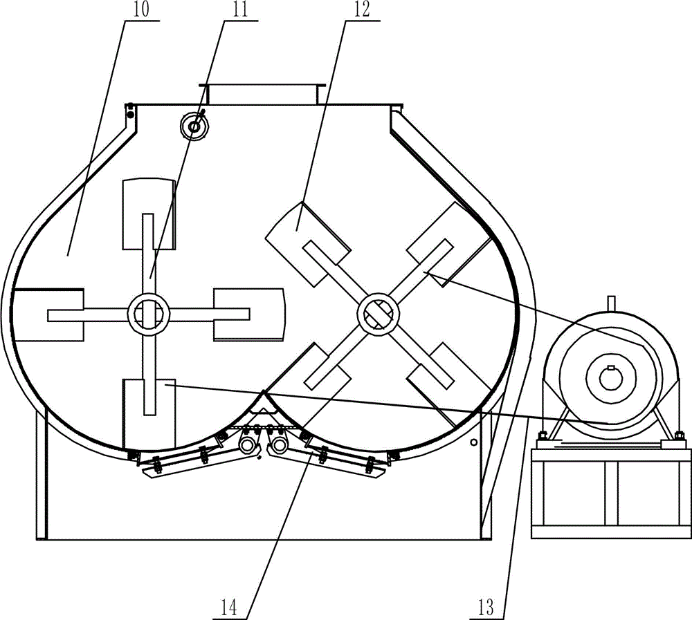 Double-horizontal-shaft-type electric construction equipment used for concrete stirring