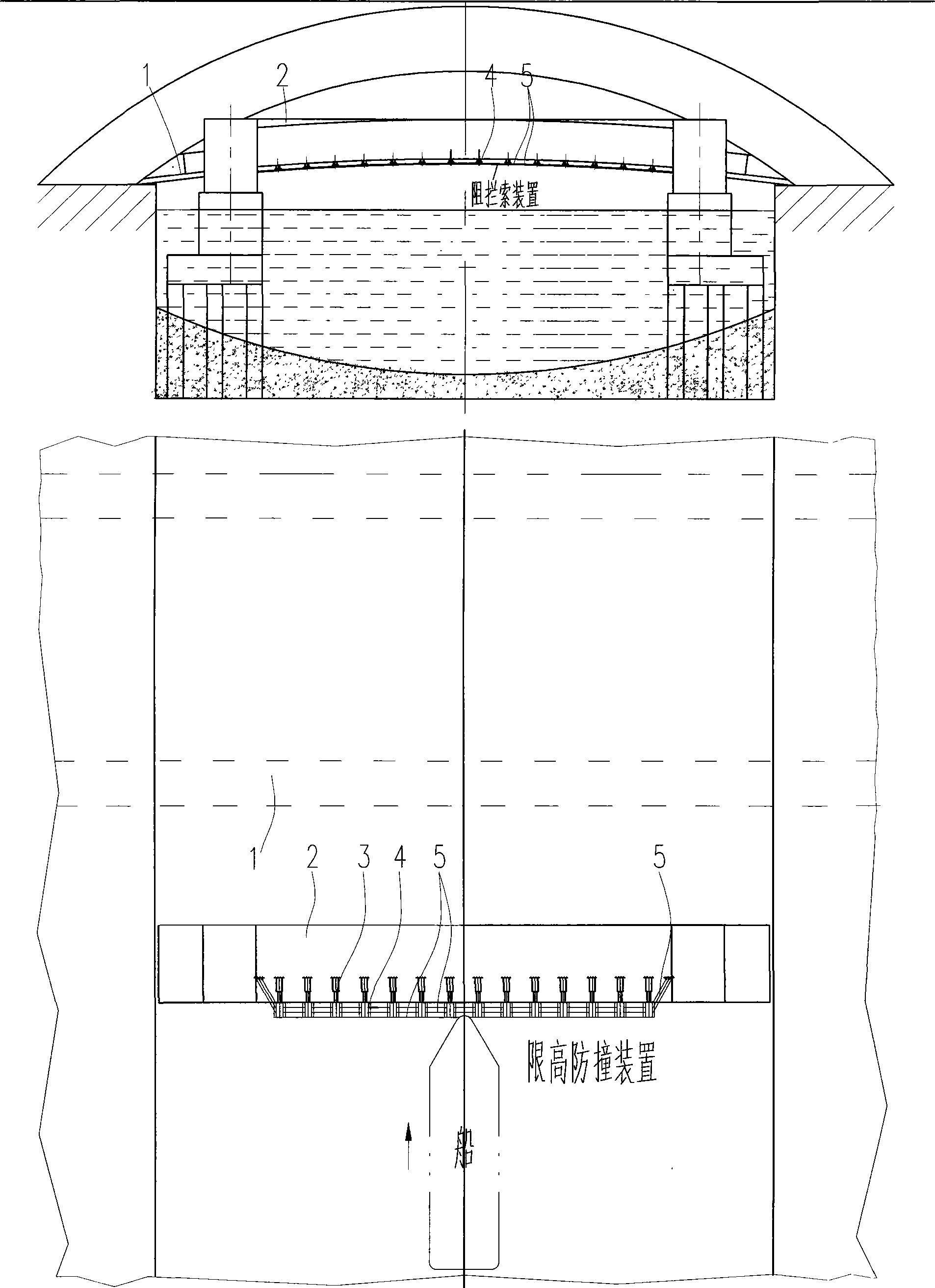 Height-limiting and anti-collision device for bridge frame