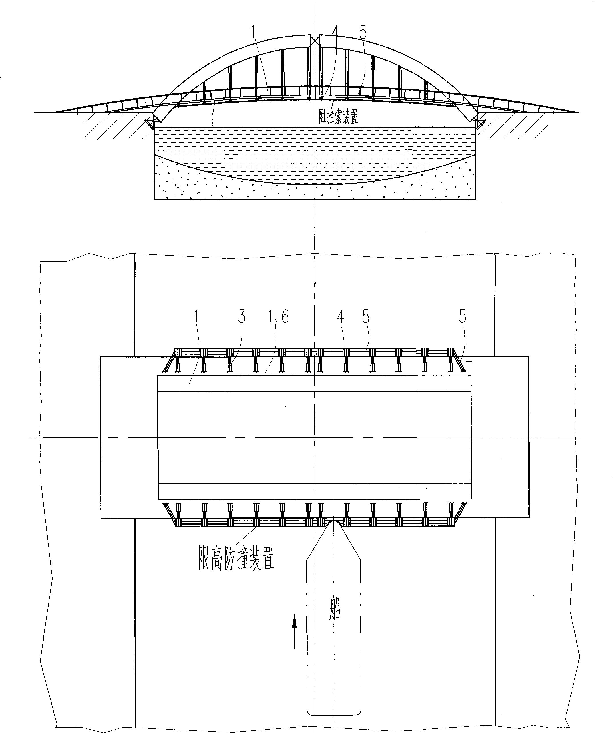 Height-limiting and anti-collision device for bridge frame