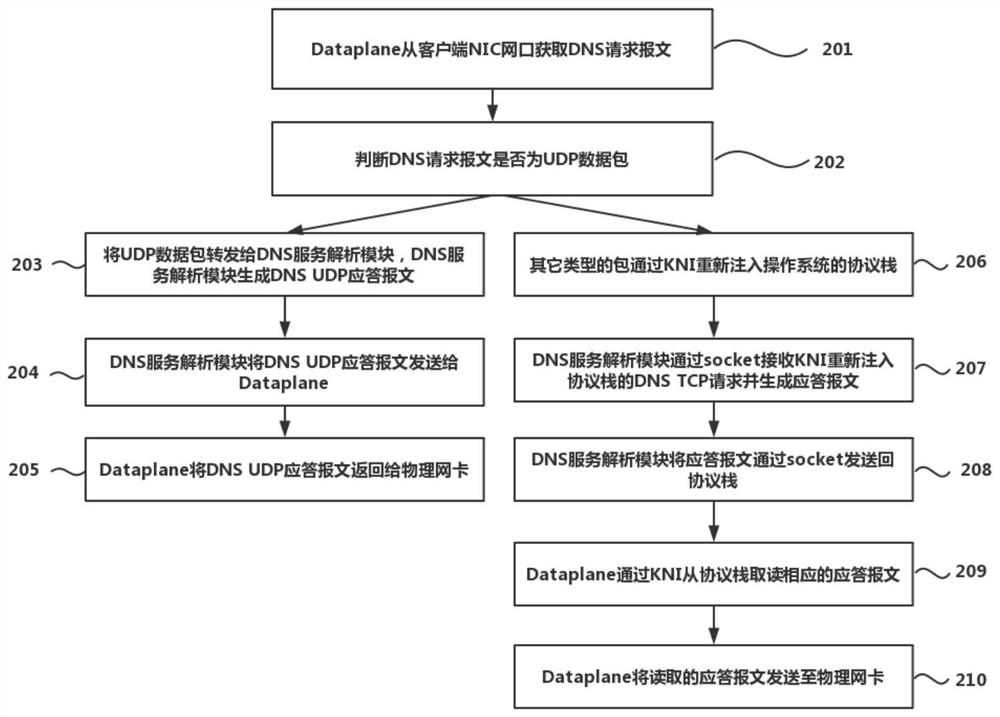 Dpdk-based multi-process dns service method and system