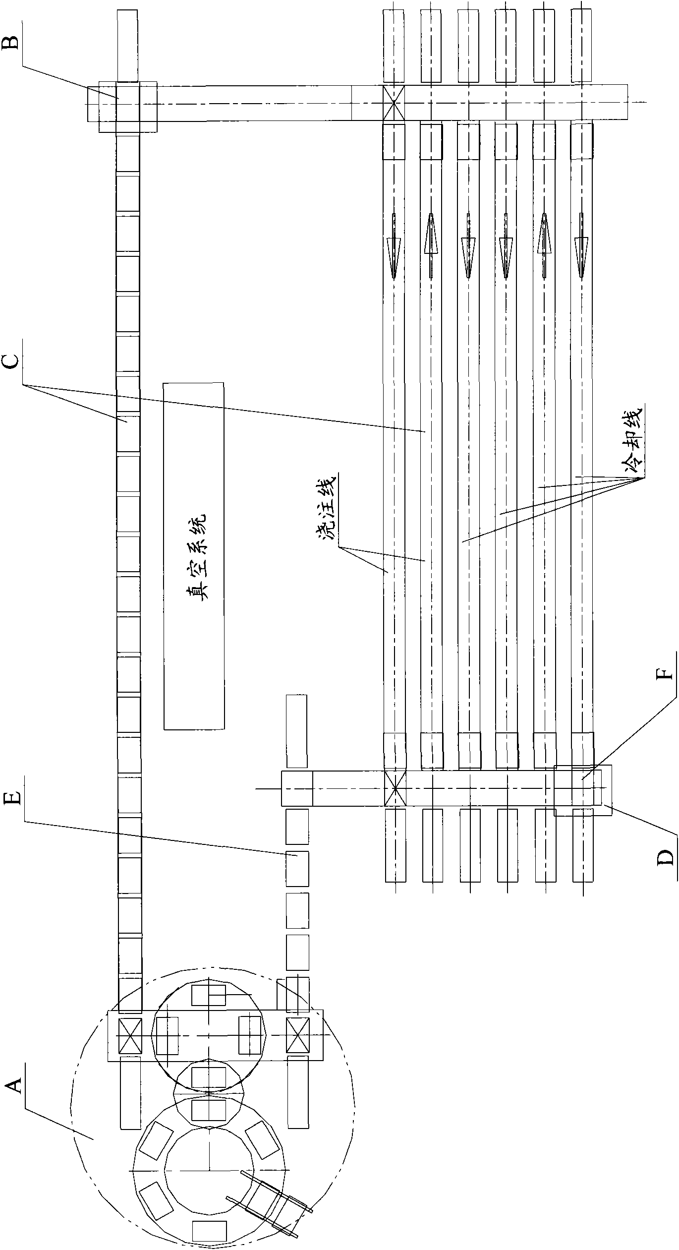 Sand box returning mechanism, returning method using same and vacuum casting line