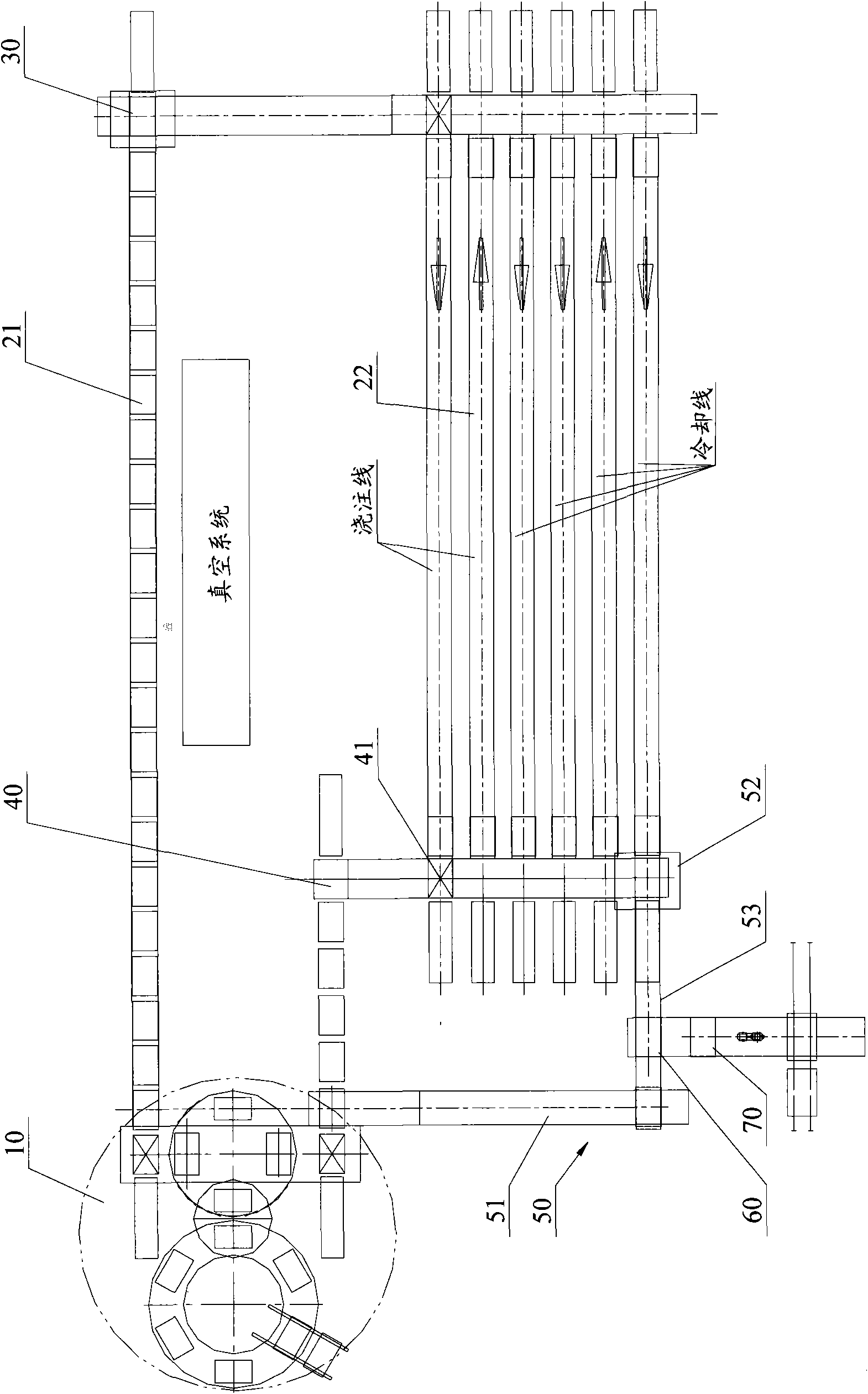 Sand box returning mechanism, returning method using same and vacuum casting line