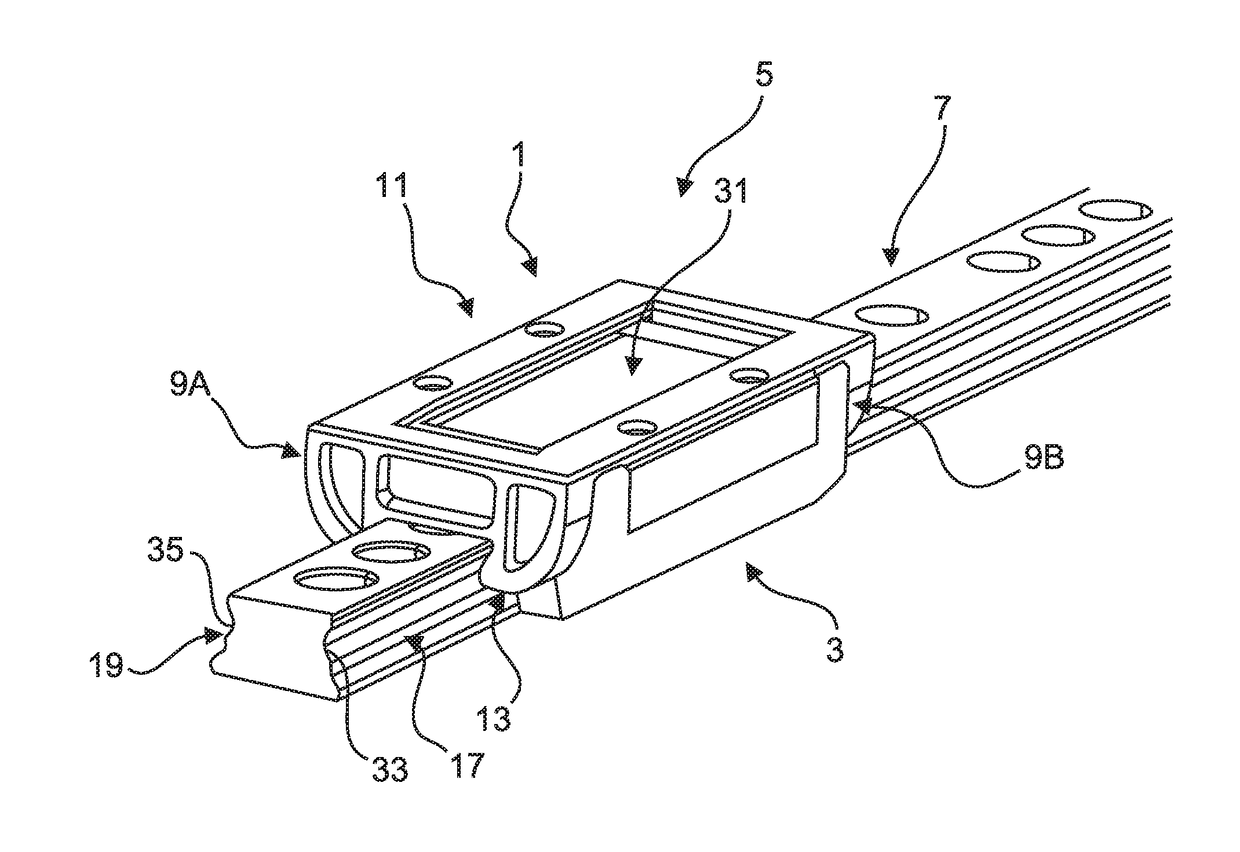 Securing device and linear guiding mechanism