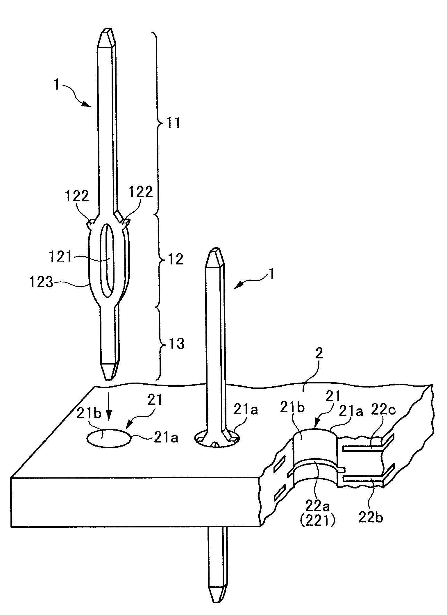 Press-fit pin and board structure