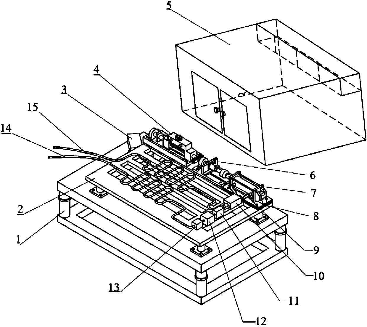 A reliability test device and method for hydraulic system components including environmental field