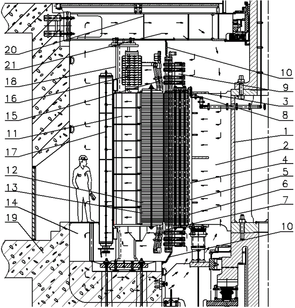 Flow field structure of AC excited variable speed generator