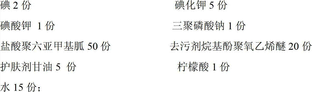 Polyhexamethyleneguanidine hydrochloride iodine medicine bath liquid and preparation method thereof