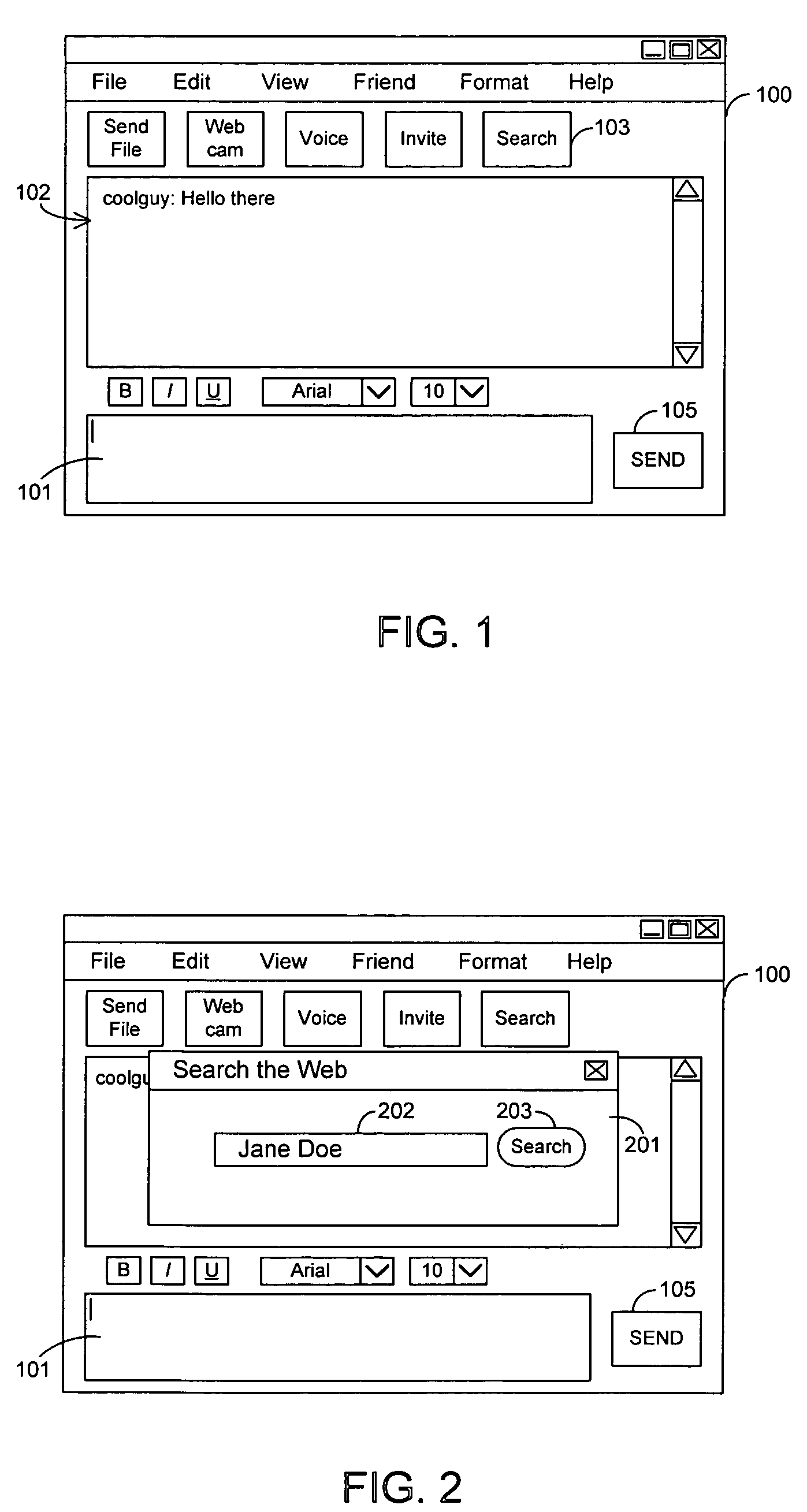 Integration of instant messaging with internet searching