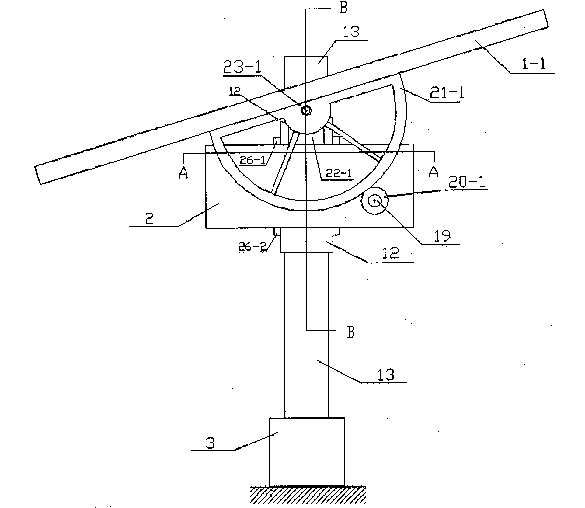 High-power half axle gear depression-angle tracking three-dimensional solar lighting device