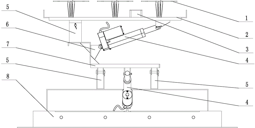 System for two-dimensional remote-control adjustment of angle of airspace coverage type antenna