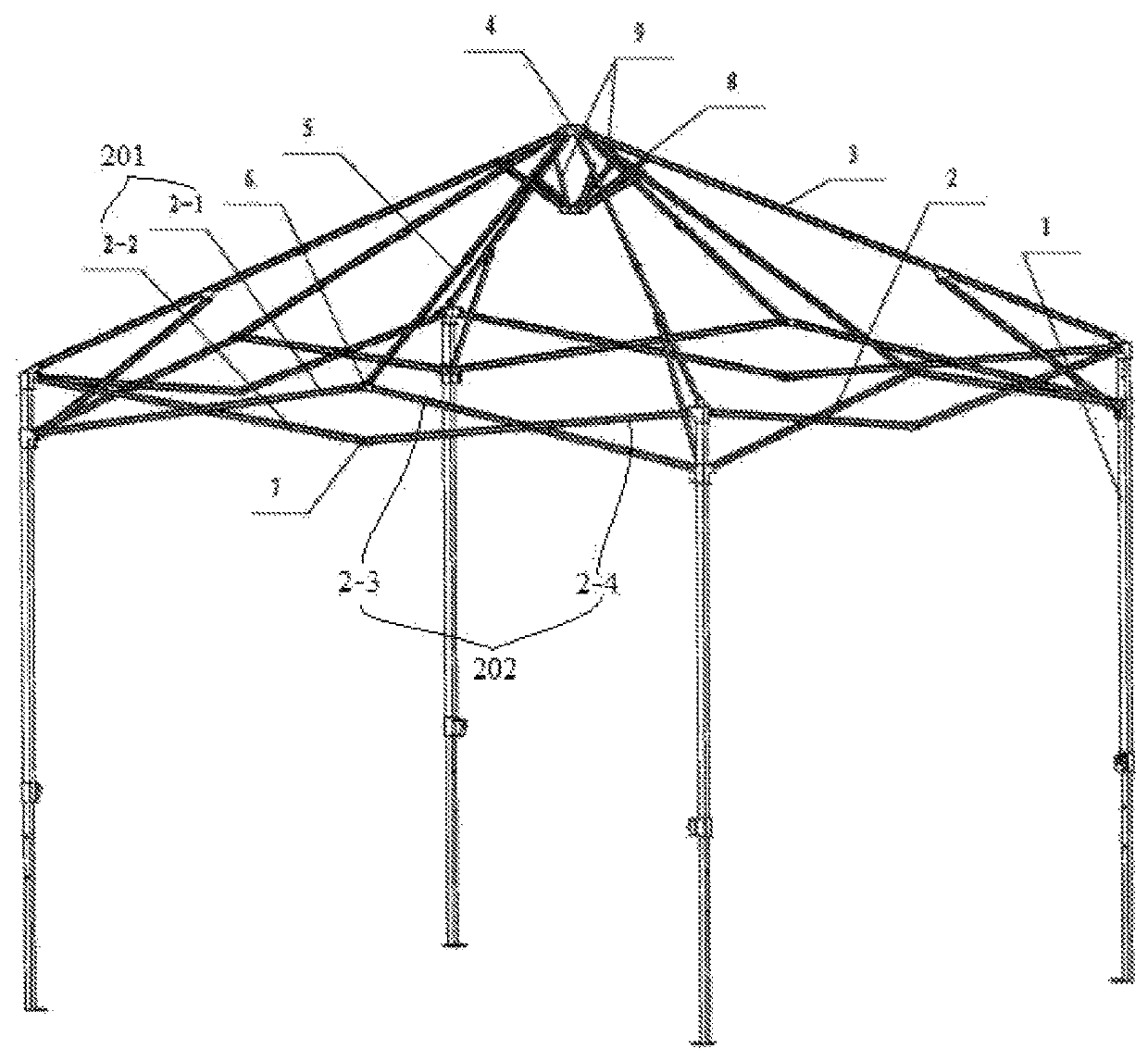 Canopy frame for alleviating standing water