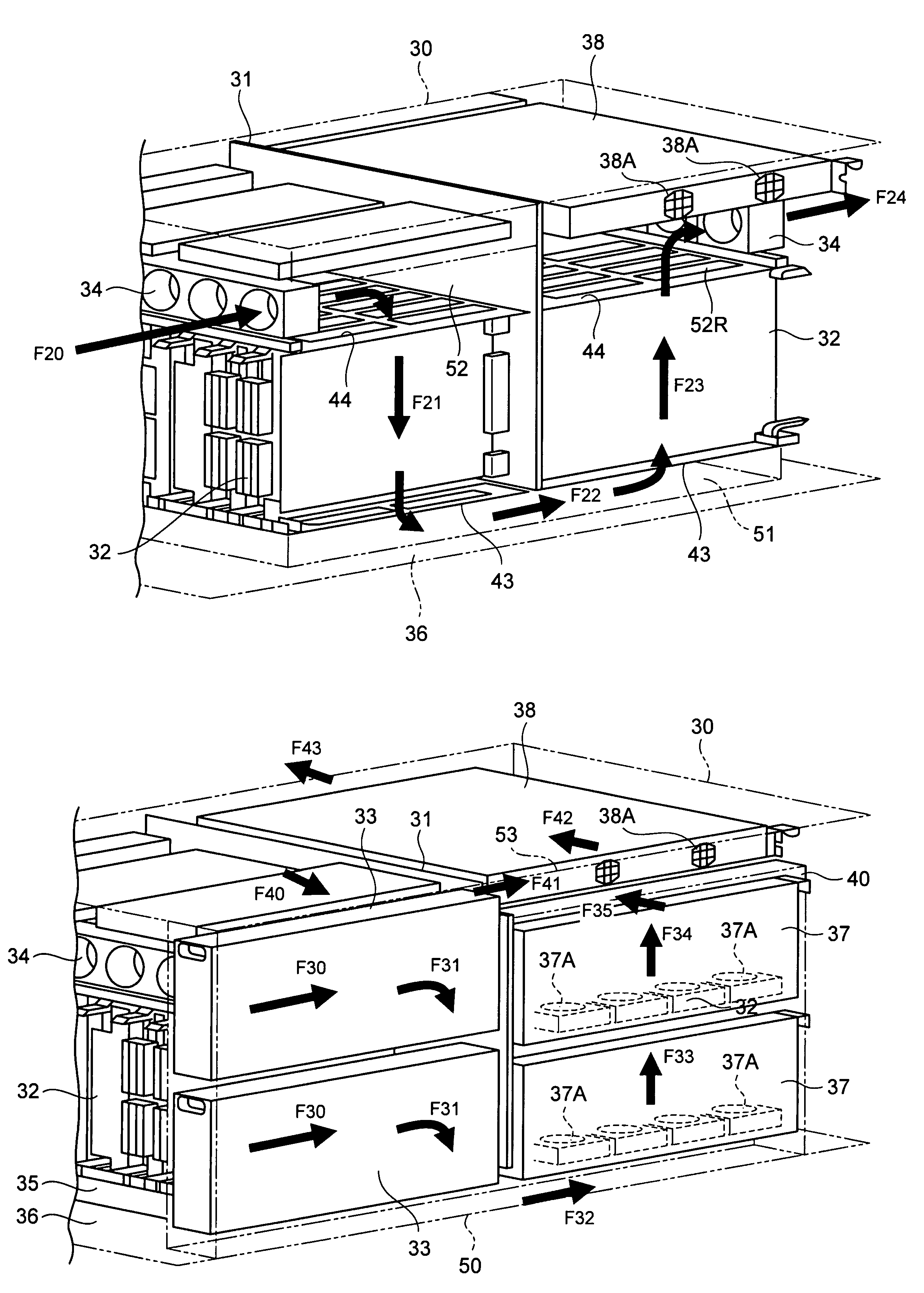 Cooling structure for rackmount-type control device and rack-type storage control device