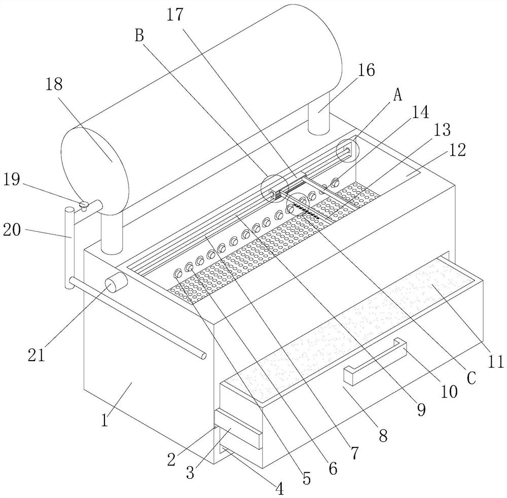 An automatic cleaning device for aluminum alloy wheels