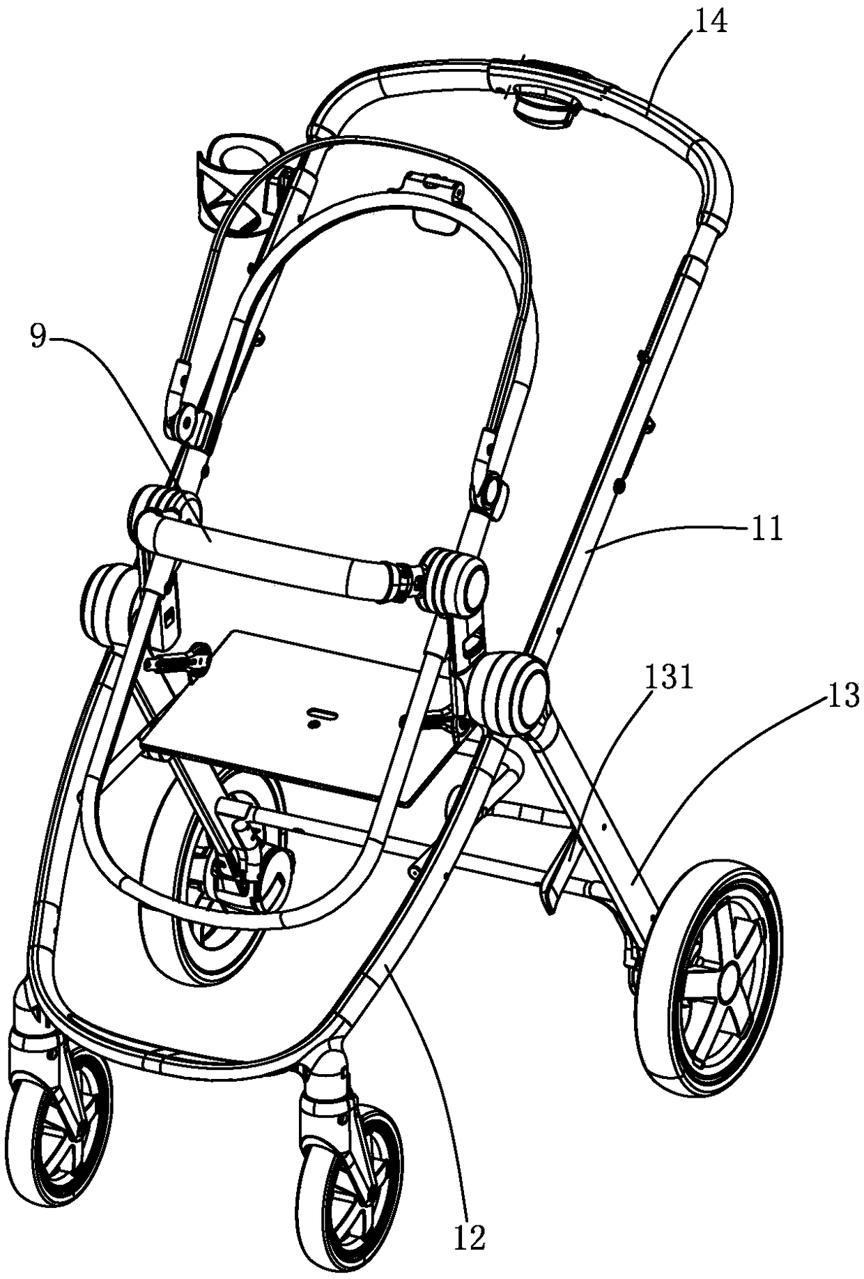 Baby stroller with rapid positioning and locking mechanism