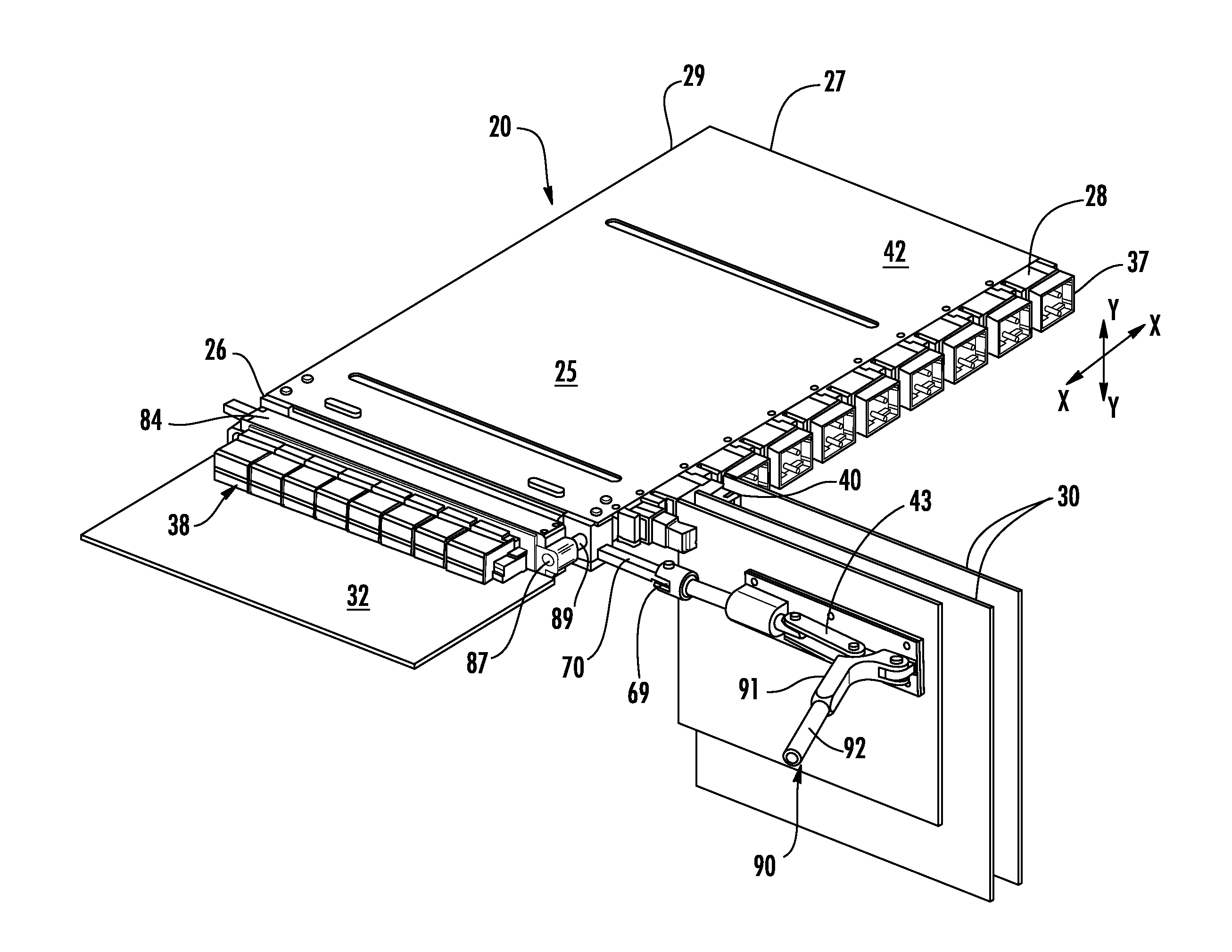 Cable module connector assembly suitable for use in blind-mate applications