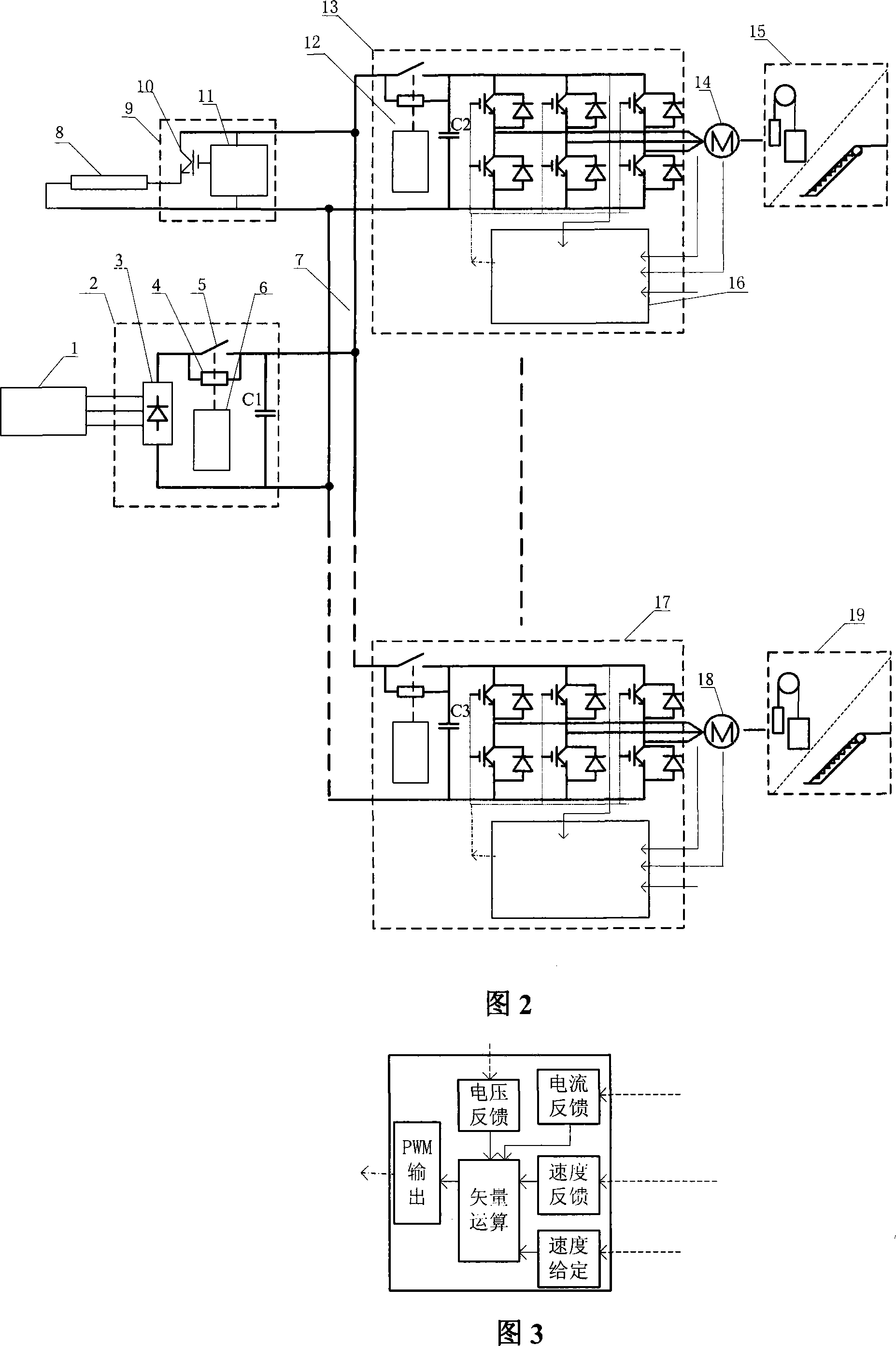 Elevator staircase group frequency conversion drive united power supply energy-saving operation method and apparatus