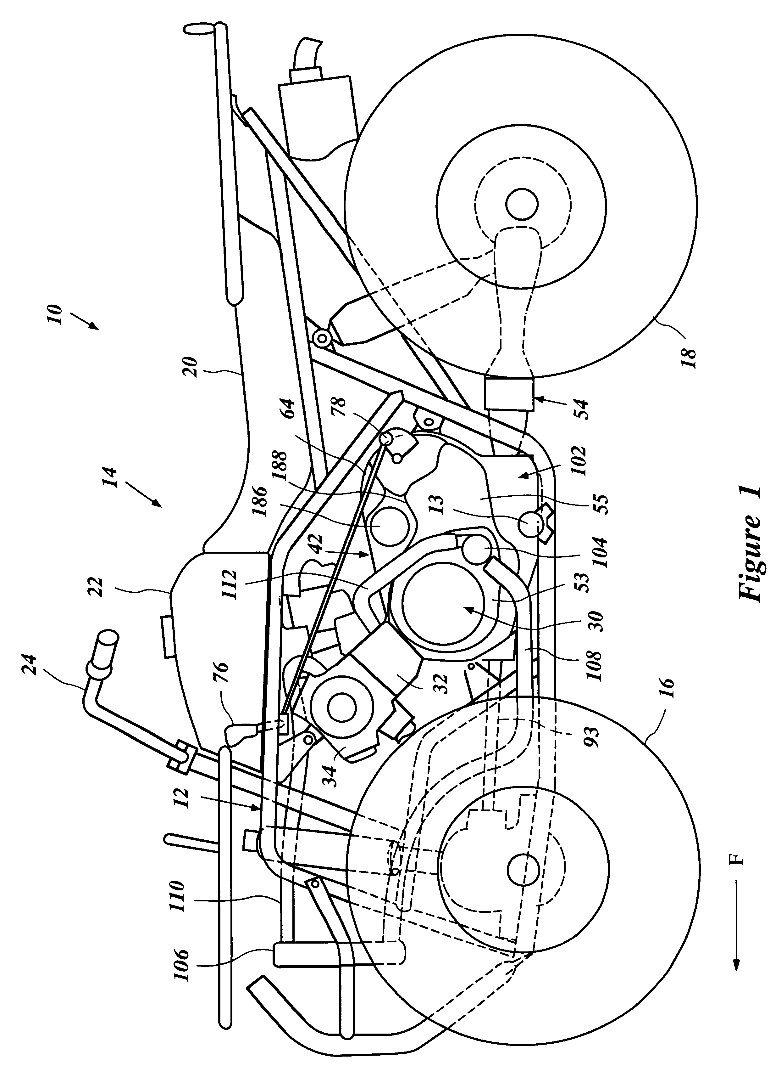 Transmission and cooling arrangement for all terrain vehicle