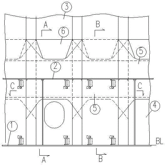 Bottom structure of vertical corrugated bulkhead of ship