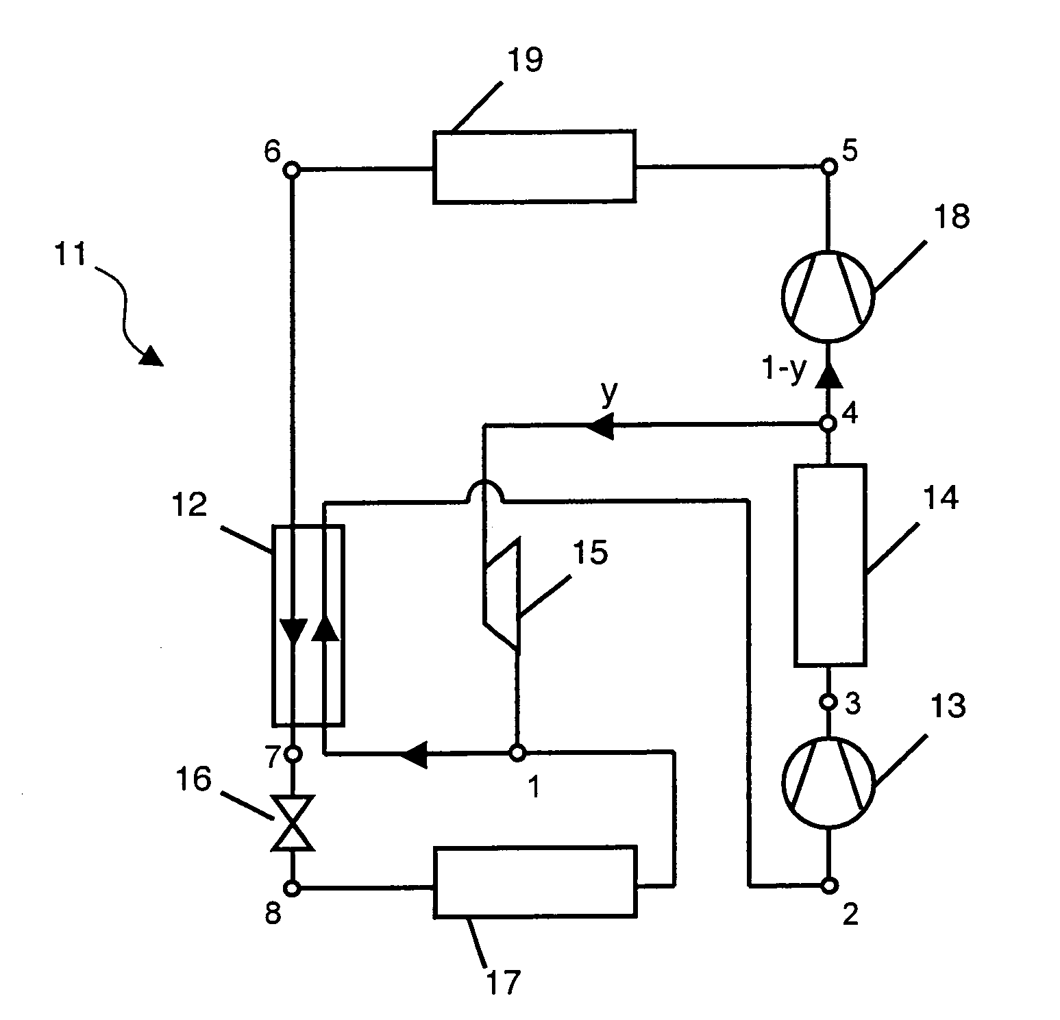 Vapour compression device and method of performing an associated transcritical cycle