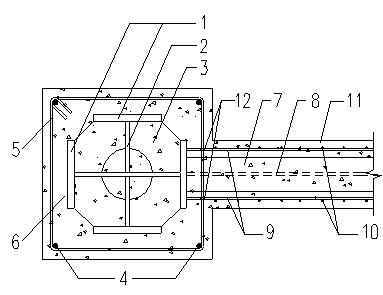 Hooped steel reinforced concrete beam-column joint of core area U-shaped column